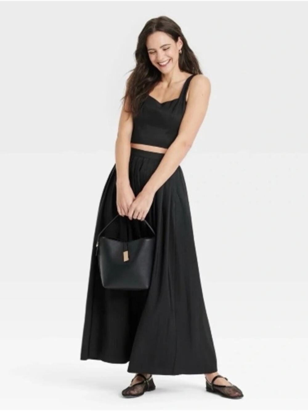 A New Day Women's Pleated A line Maxi Skirt